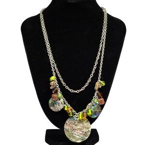 Multicolor Abalone Shell & Bead Layered Necklace With Adjustable Chain